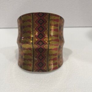 Tribal Pattern Gold and Red Cuff Bracelet